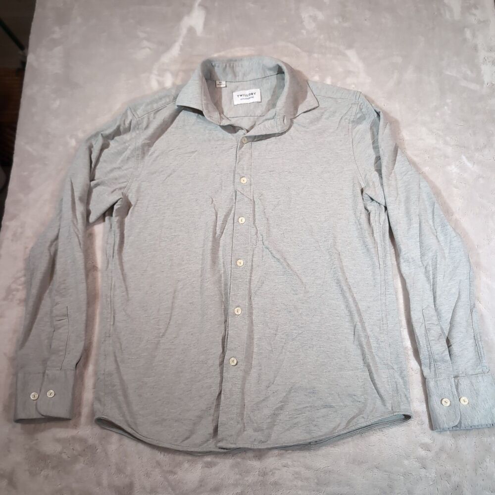 Twillory Untuckable Button Down Shirt Mens Medium Gray Tailored‎ Fit